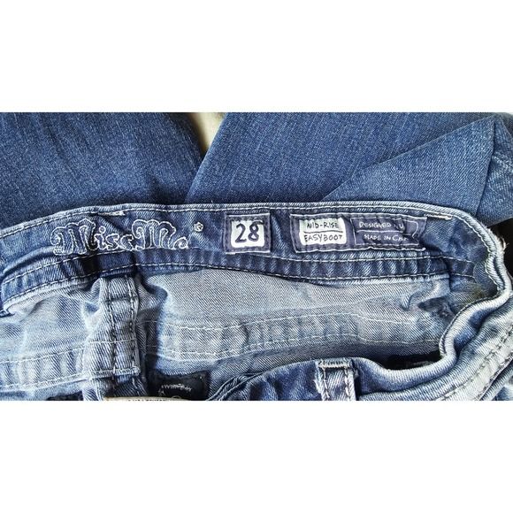 MISS ME Mid-Rise Easy Boot Jeans Size 28 Embellished Fleur De Lis Stretch Denim - Picture 6 of 8